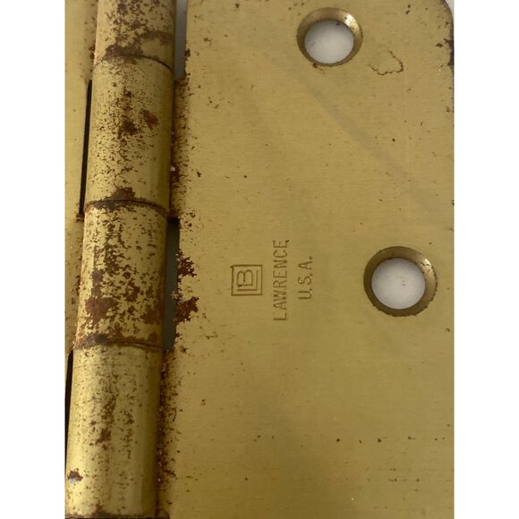 Antique Lawrence USA Brass Door Hinges Stanley Bar Latch Hardware - Picture 9 of 14